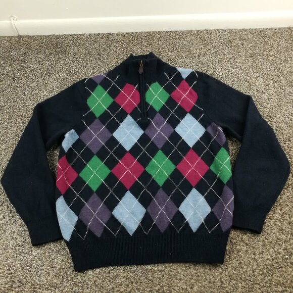 Brooks Brothers Sweater Extra Fine Wool 1/4 Zip Argyle Mens Small - Picture 1 of 9
